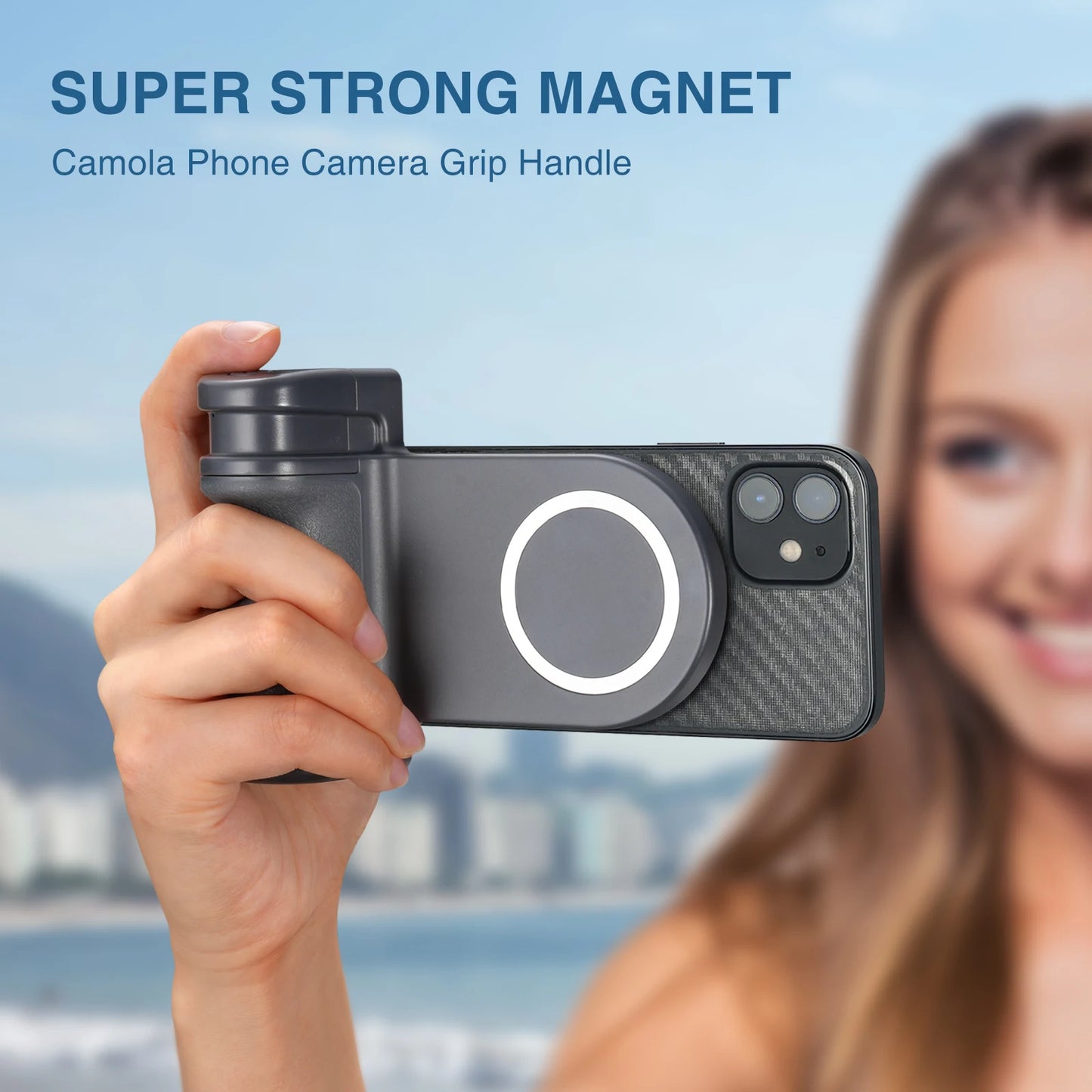 Magnetic SnapGrip: Handy Magsafe Phone Grip with Bluetooth Remote & Tripod Mount