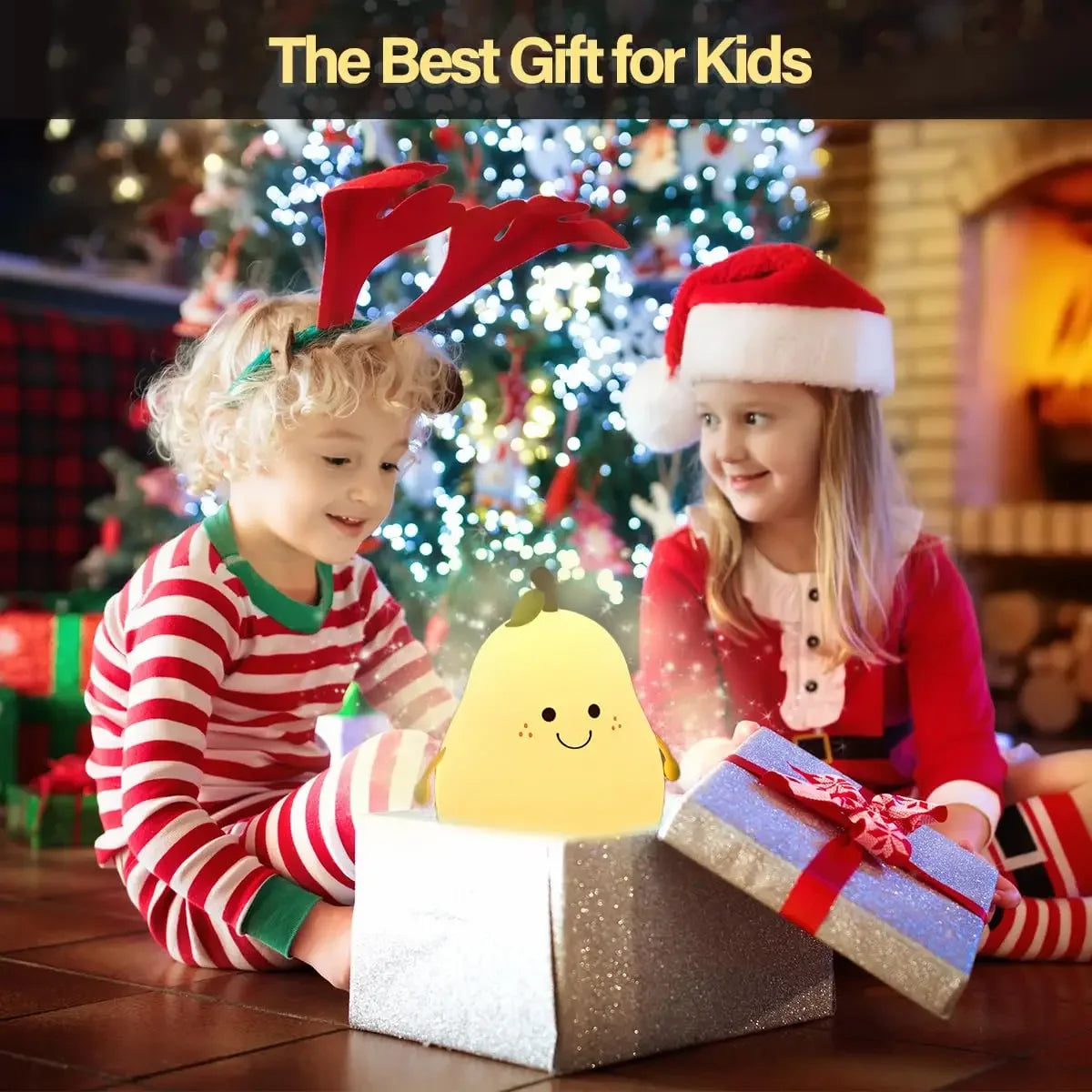 Cute Pear LED Night Light – Soft Silicone, Touch Control, 7 Colors