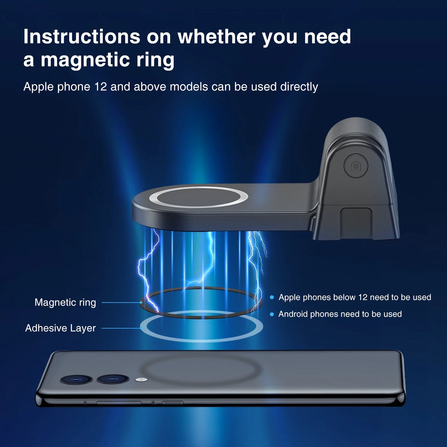 Magnetic SnapGrip: Handy Magsafe Phone Grip with Bluetooth Remote & Tripod Mount