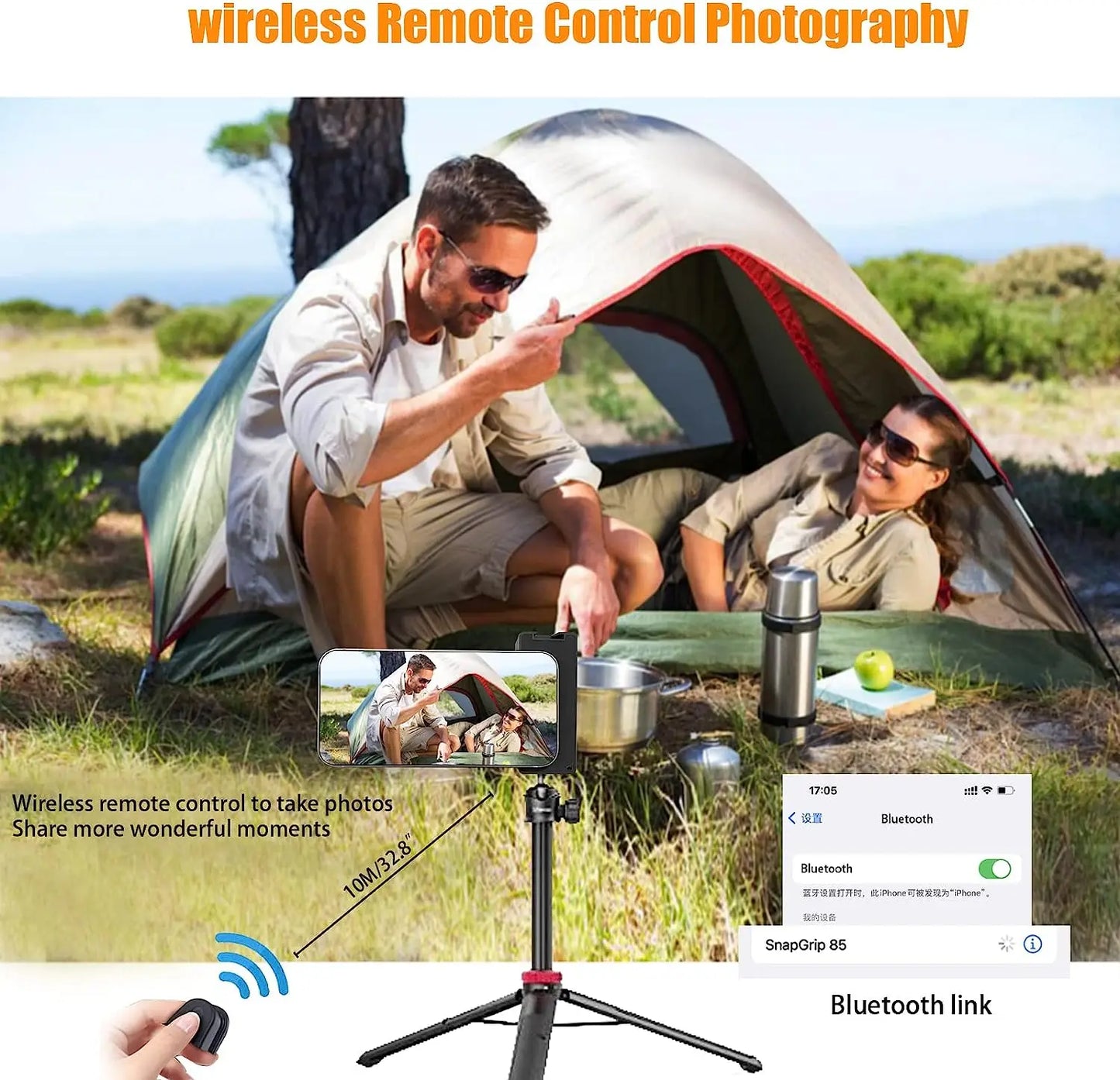 Magnetic SnapGrip: Handy Magsafe Phone Grip with Bluetooth Remote & Tripod Mount